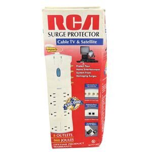 🔌 RCA SCTV160 Surge Protector Power Strip 8 Outlet 940 Joule Cable TV Satellite